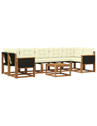 Set di divani da esterno con cuscino 8 pcs Naturale e Crema