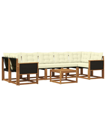 Set di divani da esterno con cuscino 8 pcs Naturale e Crema