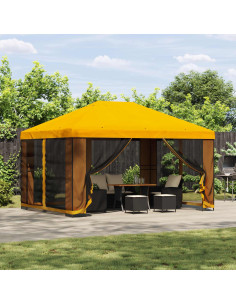 Gazebo da giardino con pareti laterali 4 × 3 m Giallo
