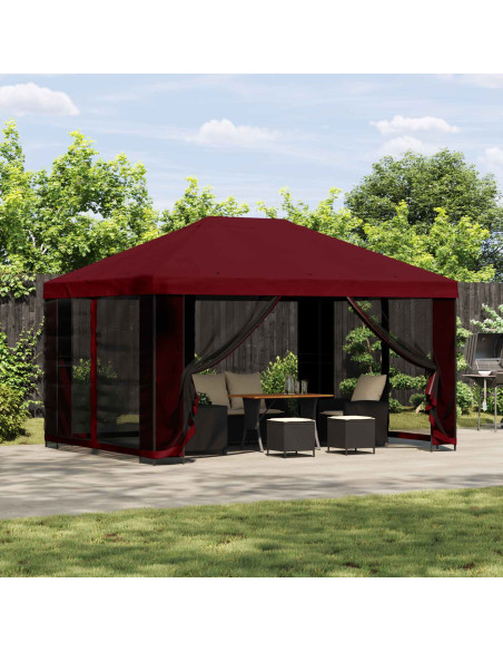 Gazebo da giardino con pareti laterali 4 × 3 m Borgogna