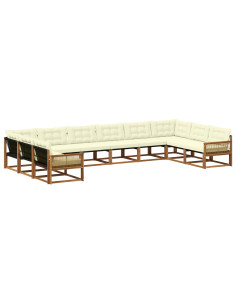 Set di divani da esterno con cuscino 10 pcs Naturale e Crema