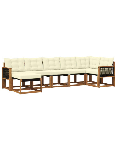 Set di divani da esterno con cuscino 7 pcs Naturale e Crema