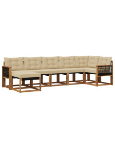Set di divani da esterno con cuscino 7 pcs Naturale e Beige