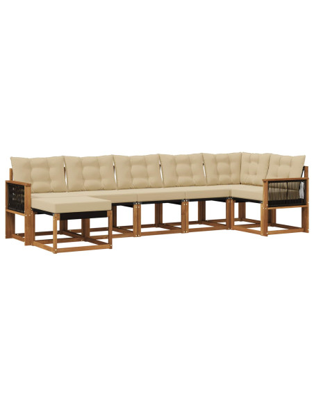 Set di divani da esterno con cuscino 7 pcs Naturale e Beige