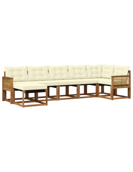 Set di divani da esterno con cuscino 7 pcs Naturale e Crema