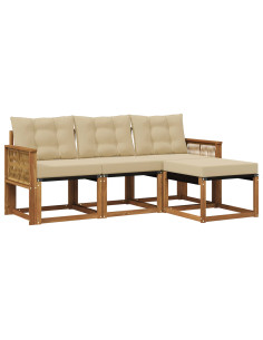 Set di divani da esterno con cuscino 4 pcs Naturale e Beige