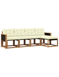Set di divani da esterno con cuscino 5 pcs Naturale e Crema