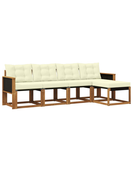 Set di divani da esterno con cuscino 5 pcs Naturale e Crema