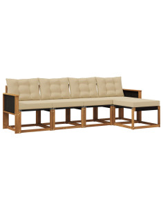 Set di divani da esterno con cuscino 5 pcs Naturale e Beige