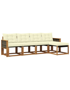 Set di divani da esterno con cuscino 5 pcs Naturale e Crema
