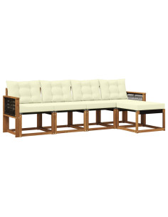 Set di divani da esterno con cuscino 5 pcs Naturale e Crema
