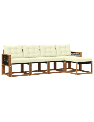 Set di divani da esterno con cuscino 5 pcs Naturale e Crema