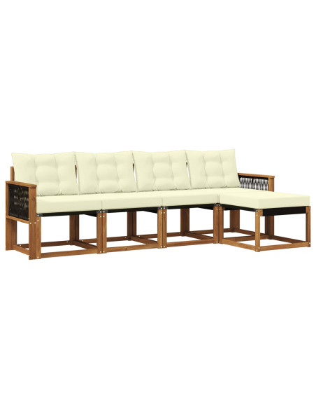 Set di divani da esterno con cuscino 5 pcs Naturale e Crema