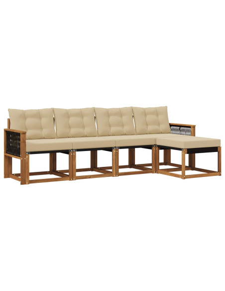 Set di divani da esterno con cuscino 5 pcs Naturale e Beige