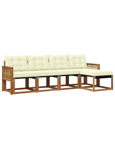 Set di divani da esterno con cuscino 5 pcs Naturale e Crema