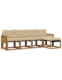 Set di divani da esterno con cuscino 5 pcs Naturale e Beige
