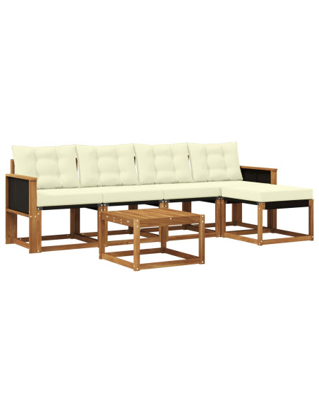 Set di divani da esterno con cuscino 6 pcs Naturale e Crema