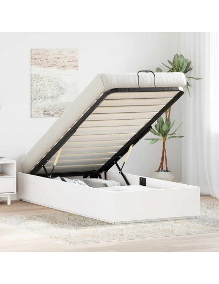 Letto ottomano Bianco 90 x 200 cm Legno di pino massiccio