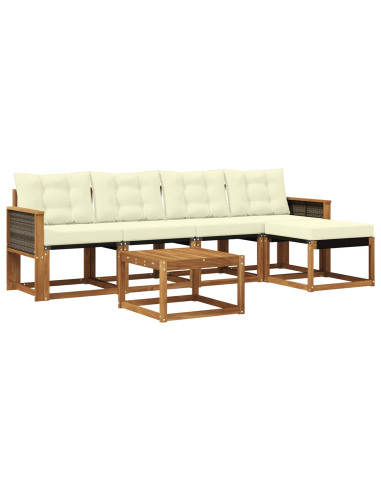 Set di divani da esterno con cuscino 6 pcs Naturale e Crema