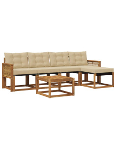 Set di divani da esterno con cuscino 6 pcs Naturale e Beige
