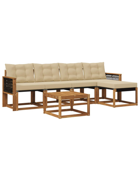 Set di divani da esterno con cuscino 6 pcs Naturale e Beige