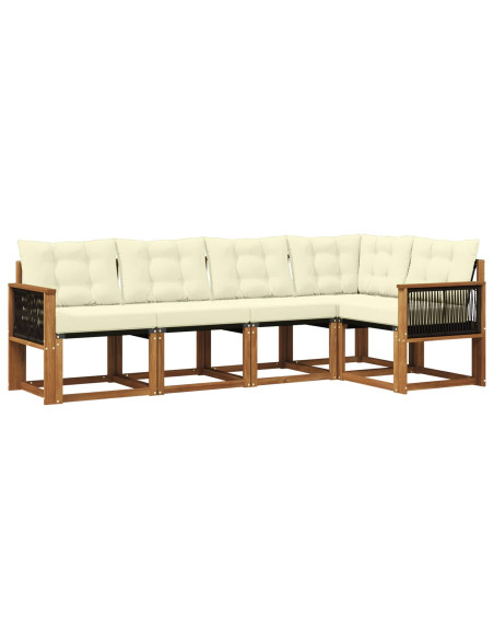 Set di divani da esterno con cuscino 5 pcs Naturale e Crema
