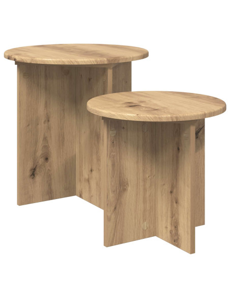 Set tavolini 2 pcs Rovere Artigianale Legno ingegnerizzato