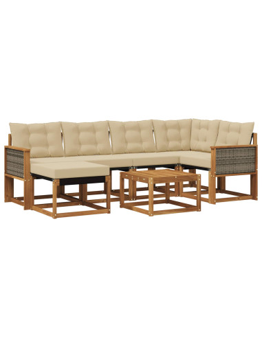Set di divani da esterno con cuscino 7 pcs Naturale e Beige