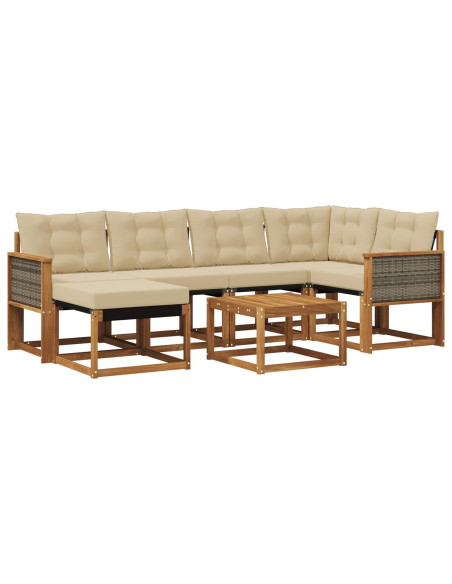 Set di divani da esterno con cuscino 7 pcs Naturale e Beige