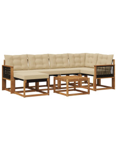 Set di divani da esterno con cuscino 7 pcs Naturale e Beige