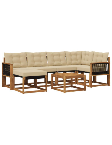Set di divani da esterno con cuscino 7 pcs Naturale e Beige