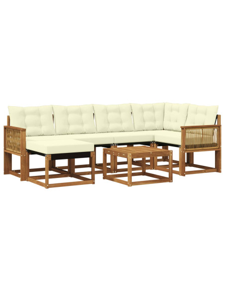 Set di divani da esterno con cuscino 7 pcs Naturale e Crema