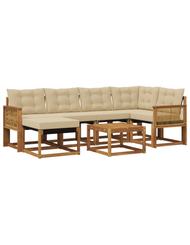 Set di divani da esterno con cuscino 7 pcs Naturale e Beige