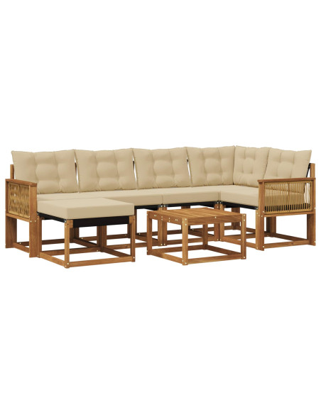 Set di divani da esterno con cuscino 7 pcs Naturale e Beige