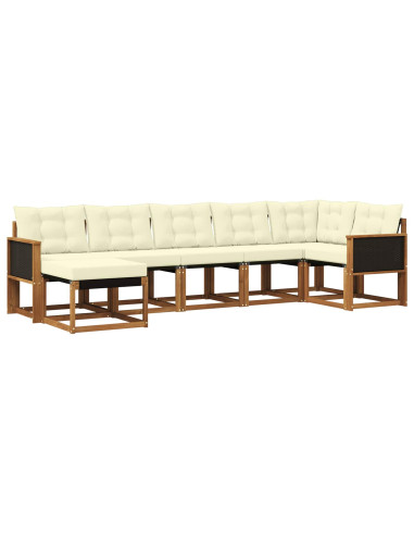 Set di divani da esterno con cuscino 7 pcs Naturale e Crema