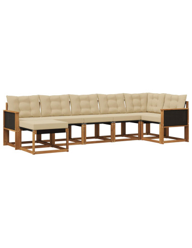 Set di divani da esterno con cuscino 7 pcs Naturale e Beige