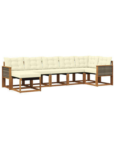 Set di divani da esterno con cuscino 7 pcs Naturale e Crema