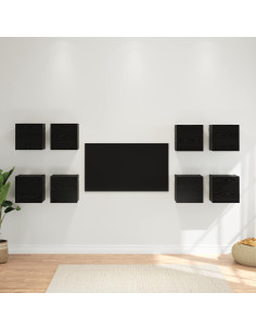 Mobile TV da parete 8 pcs Rovere Nero 30,5 x 30 x 30 cm