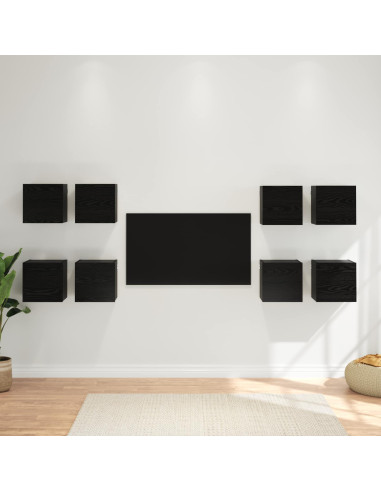 Mobile TV da parete 8 pcs Rovere Nero 30,5 x 30 x 30 cm