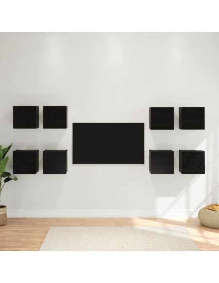 Mobile TV da parete 8 pcs Rovere Nero 30,5 x 30 x 30 cm