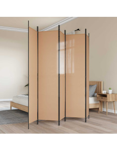 Paravento a 5 Pannelli Beige 250 x 220 cm Tessuto