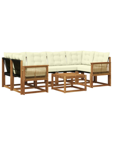 Set di divani da esterno con cuscino 7 pcs Naturale e Crema