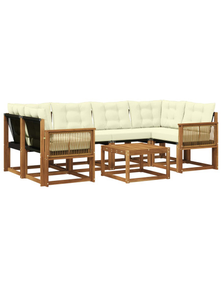 Set di divani da esterno con cuscino 7 pcs Naturale e Crema