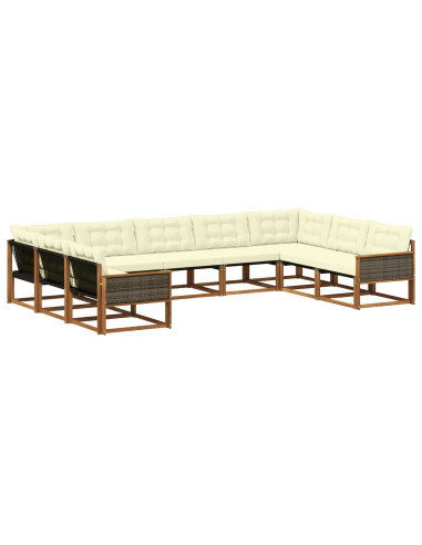 Set di divani da esterno con cuscino 9 pcs Naturale e Crema
