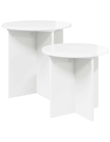 Set tavolini 2 pcs Bianco Lucido Legno ingegnerizzato