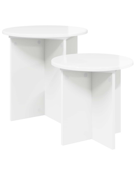Set tavolini 2 pcs Bianco Lucido Legno ingegnerizzato