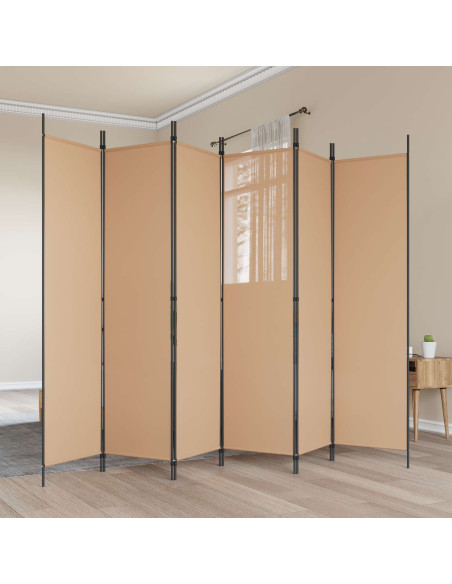 Divisore per Stanza a 6 Pannelli Beige 300 x 200 cm Tessuto