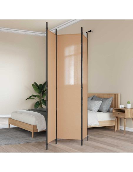Paravento a 3 pannelli Beige 150 x 220 cm Tessuto