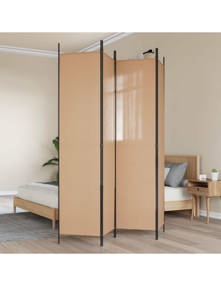 Paravento a 4 Pannelli Beige 200 x 220 cm Tessuto