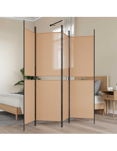 Paravento a 4 pannelli Beige 200 x 180 cm Tessuto